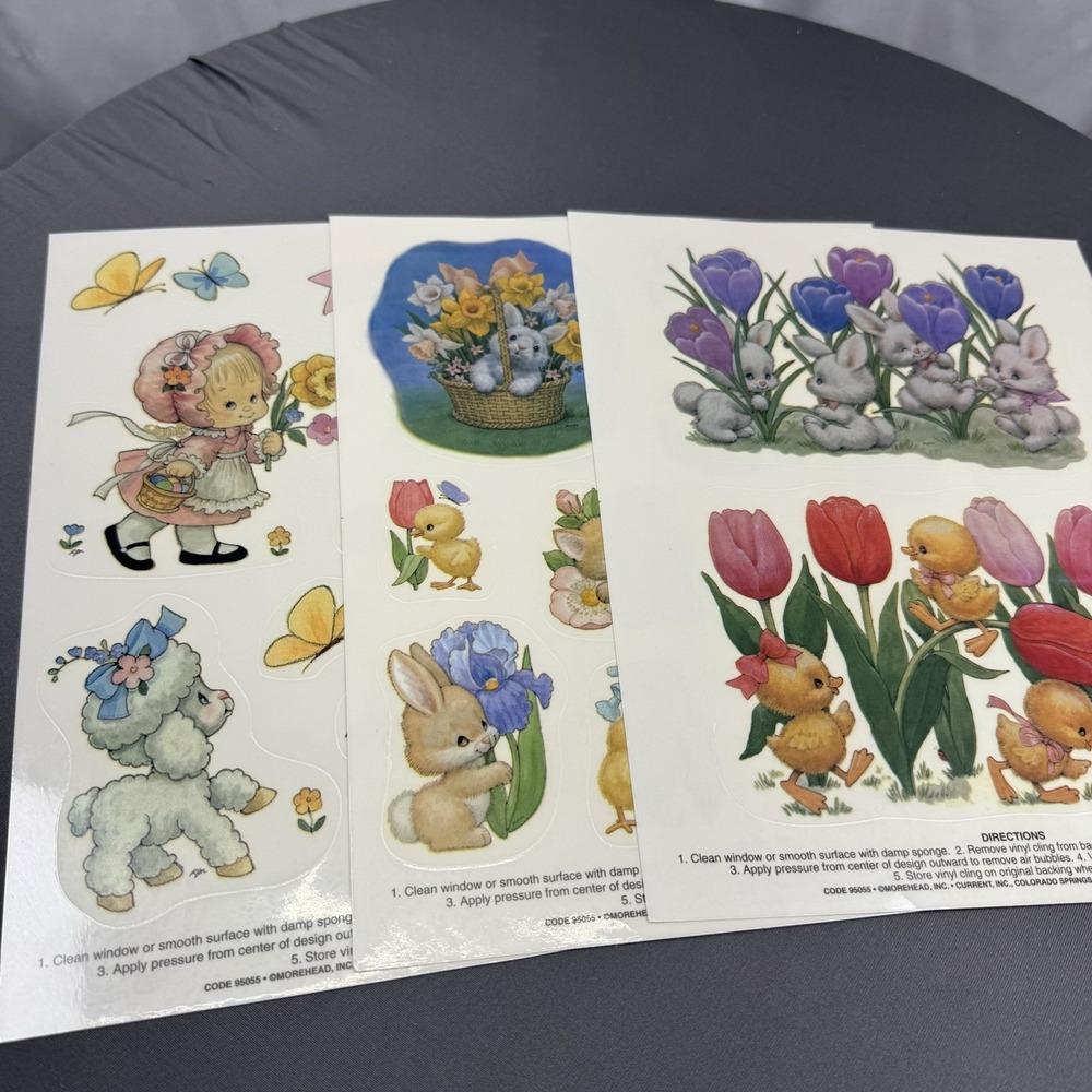 Vintage Easter Window Clings 3 Sheets